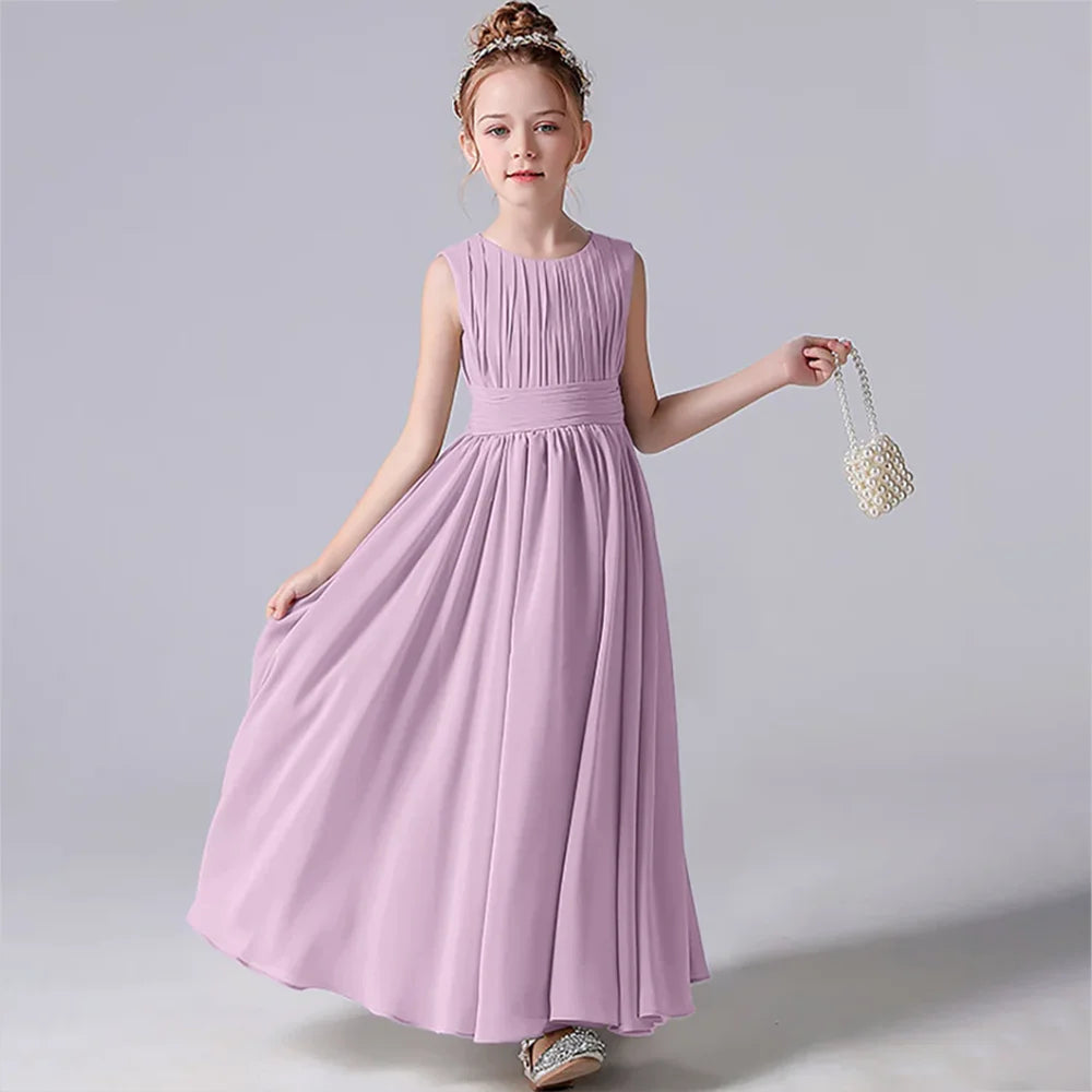 Pleated Flower Girl Dress with Sash Kids Wedding, Party, Pageant Gown Elsi John Pleated Flower Girl Dress with Sash Kids Wedding, Party, Pageant Gown Elsi John