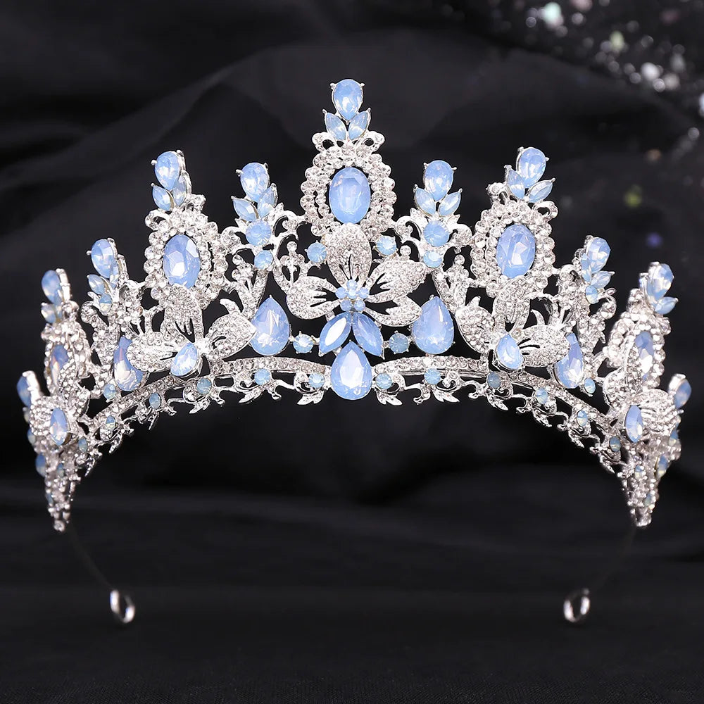 Gold Crystal Queen Tiara Crown for Women – Wedding & Party Accessory
