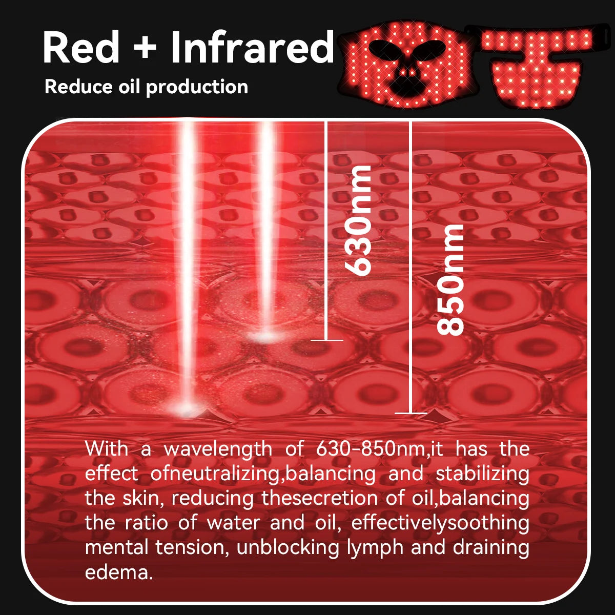 Near Infrared NIR LED Face and Neck Therapy Mask for Skin Rejuvenation