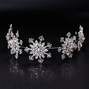 Luxury Crystal Snowflake Hairband Floral Bridal Tiaras Baroque Crown