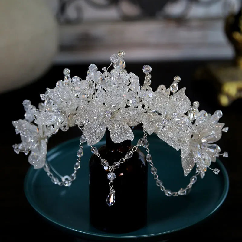 Luxury Silver Crystal Rhinestone Bridal Queen Crown Headpiece