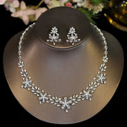 Flower Zircon Choker Necklace Set – Bridal Jewelry for Women