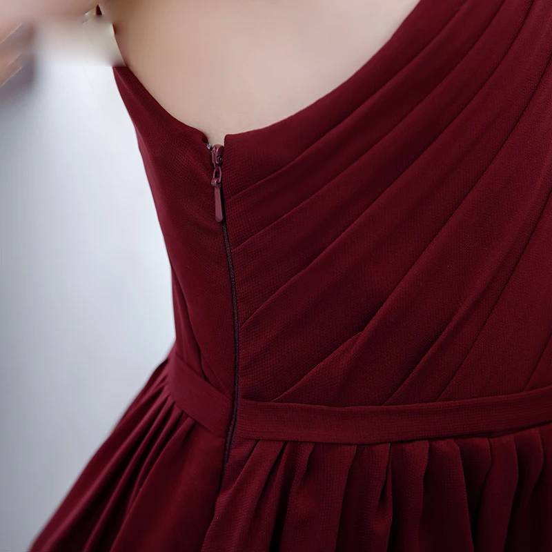 Burgundy One-Shoulder Chiffon Flower Girl Dress Junior Bridesmaid Gown Elsi John Burgundy One-Shoulder Chiffon Flower Girl Dress Junior Bridesmaid Gown Elsi John