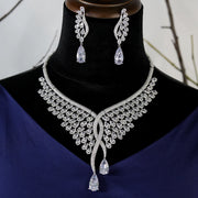 Luxury White Feather 2PCS CZ Wedding Jewelry Set for Women - Dubai Bridal