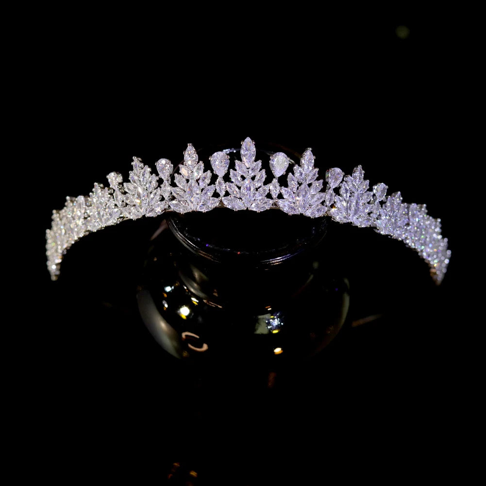 Cubic Zirconia Floral Tiara – Bridal & Prom Crown Accessory