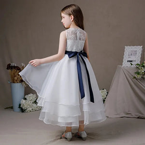 First Communion Sleeveless Tea-Length Flower Girl Dress