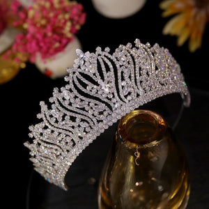 Celestial Elegance: Vintage CZ Tiara Bridal Crown