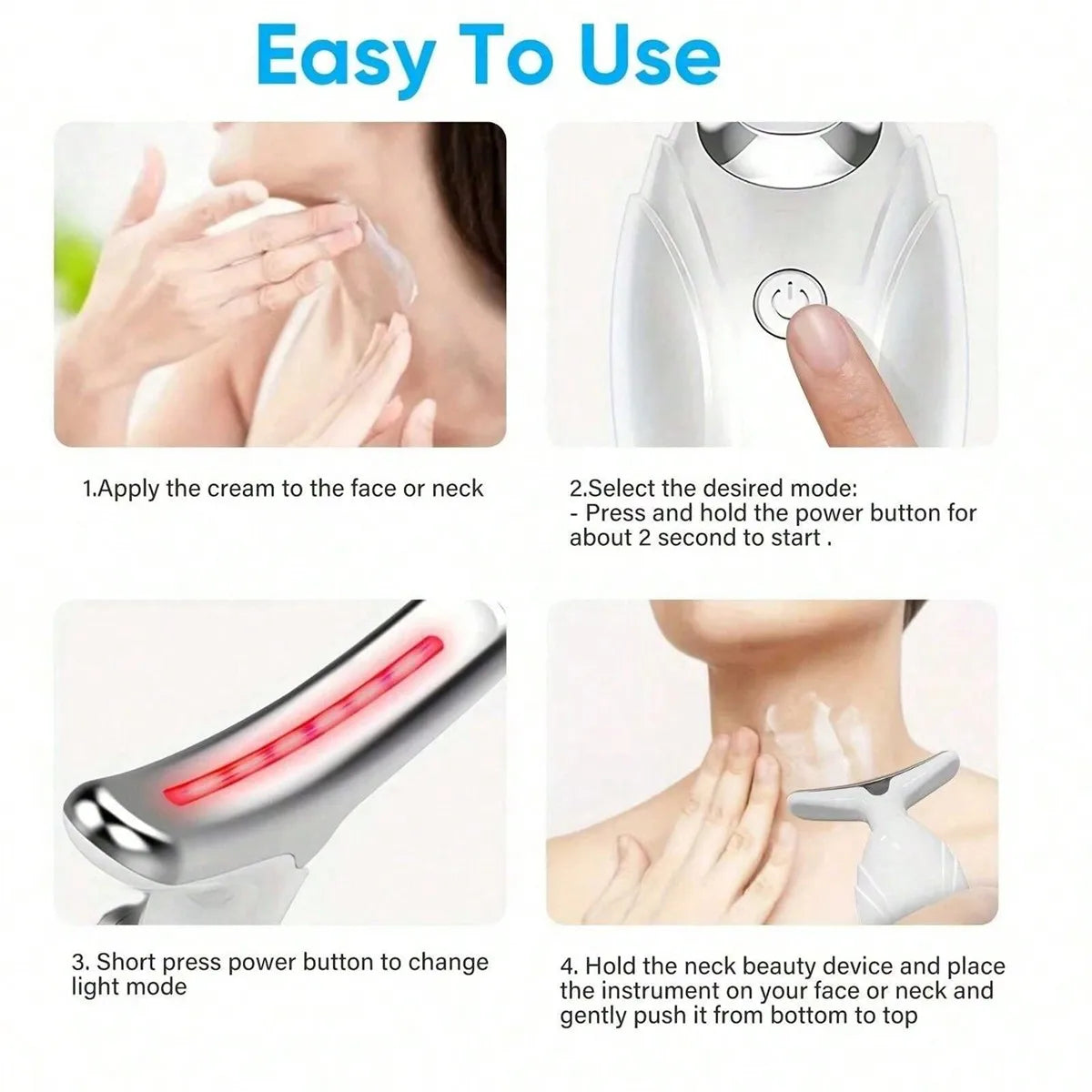 3-Color LED Neck & Face Massager – Skin Lifting Beauty Device for Women
