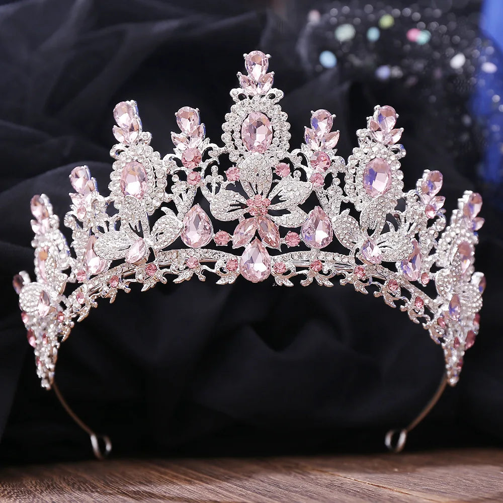Gold Crystal Queen Tiara Crown for Women – Wedding & Party Accessory