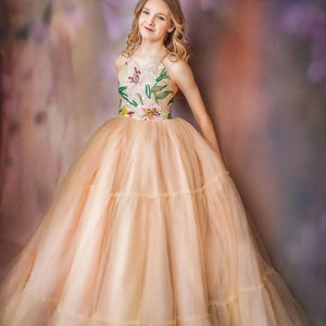 Fairy Flower Spaghetti Straps Floral Princess A Line Girls Dress