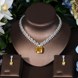 Elegant Yellow Stone Bridal Necklace Set