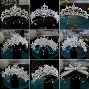 Luxury Silver Crystal Rhinestone Bridal Queen Crown Headpiece