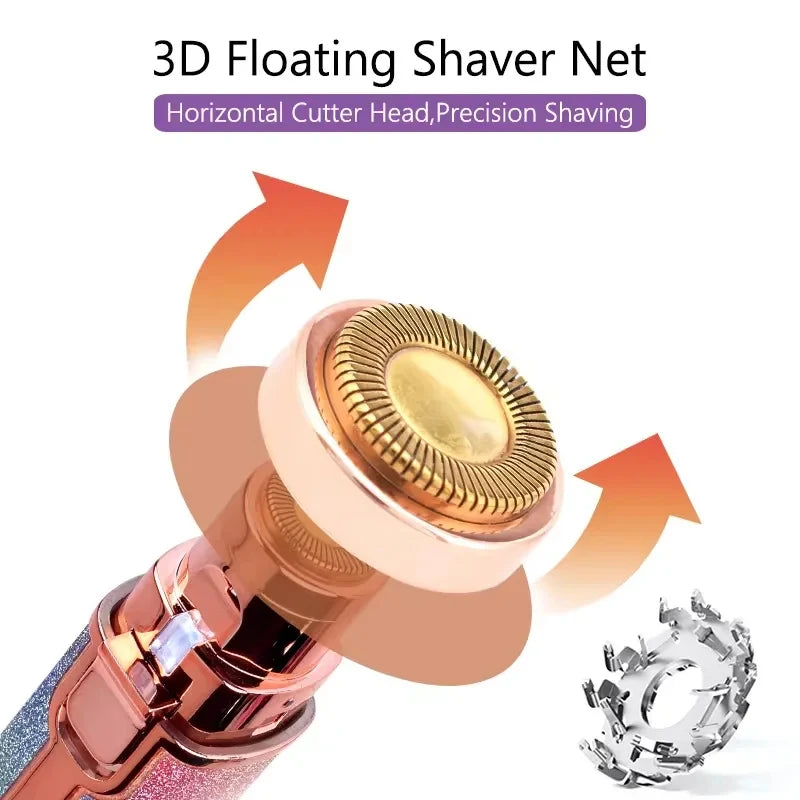 2-in-1 Rechargeable Facial & Eyebrow Hair Remover with LED Light