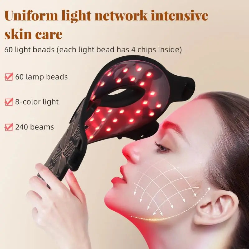 8 Color LED Face and Neck Mask Red Light Therapy for Skin Tightening