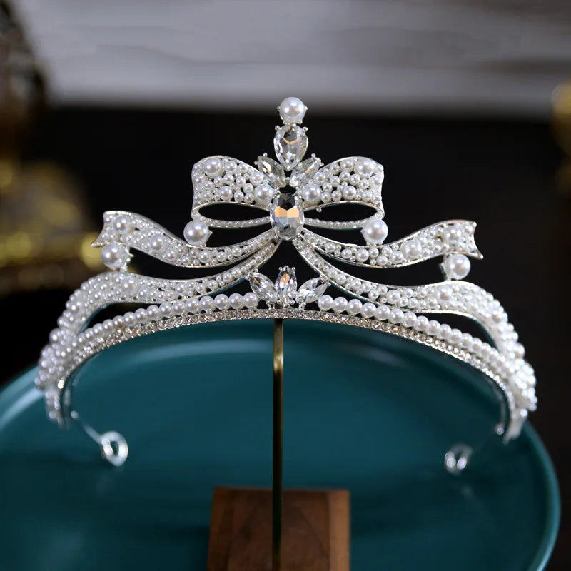 Luxury Silver Crystal Rhinestone Bridal Queen Crown Headpiece