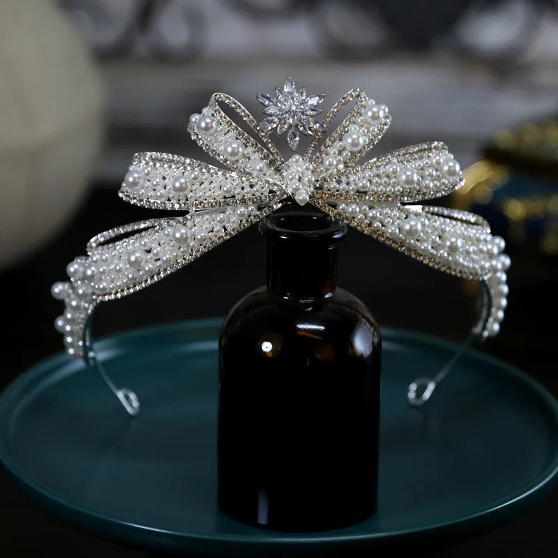 Luxury Silver Crystal Rhinestone Bridal Queen Crown Headpiece
