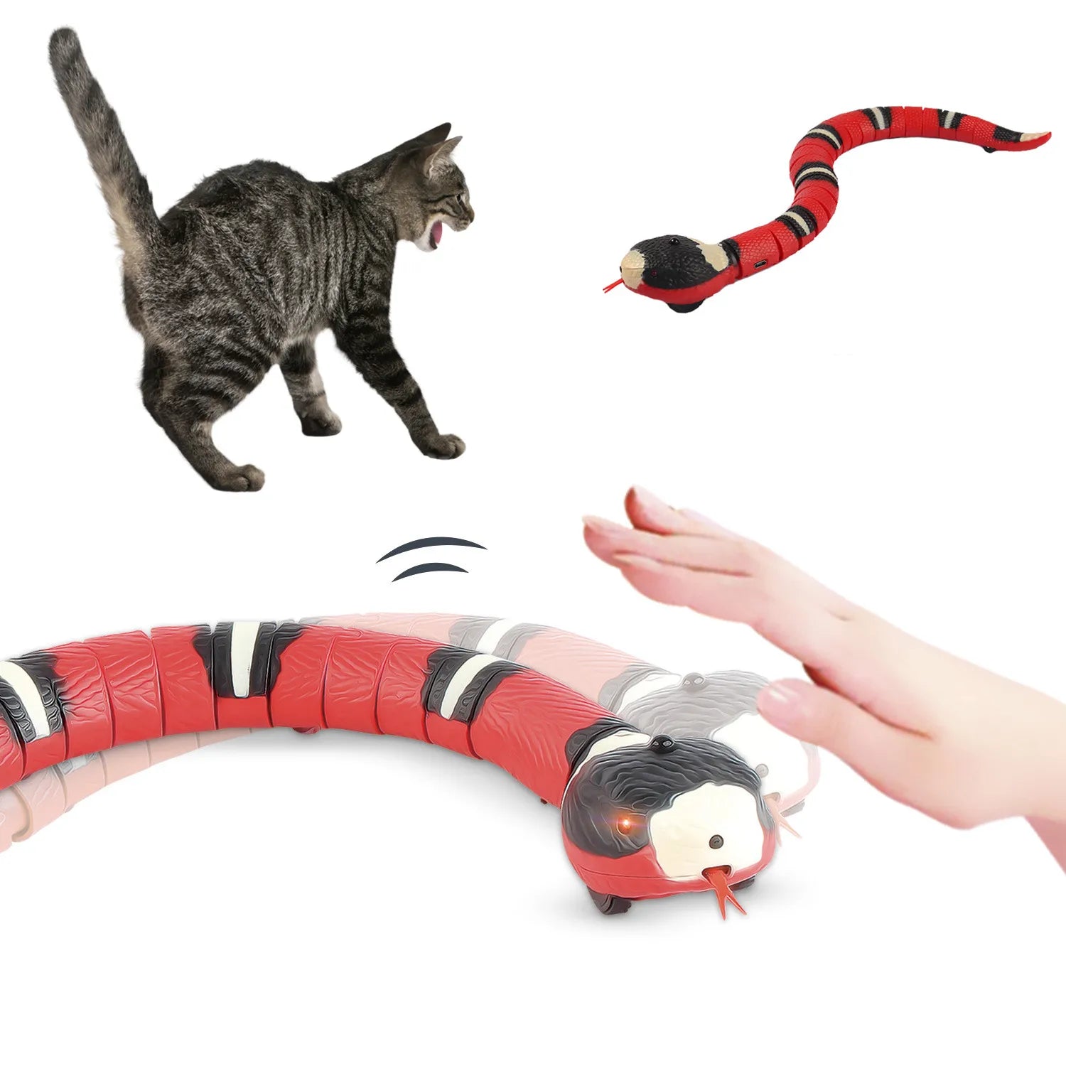 Smart Sensing USB Rechargeable Cat Toy - Interactive Snake Teaser for Pets