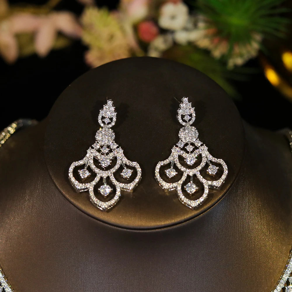 Elegant 3A CZ Hollow Design Bridal Jewelry Set – Necklace & Earrings