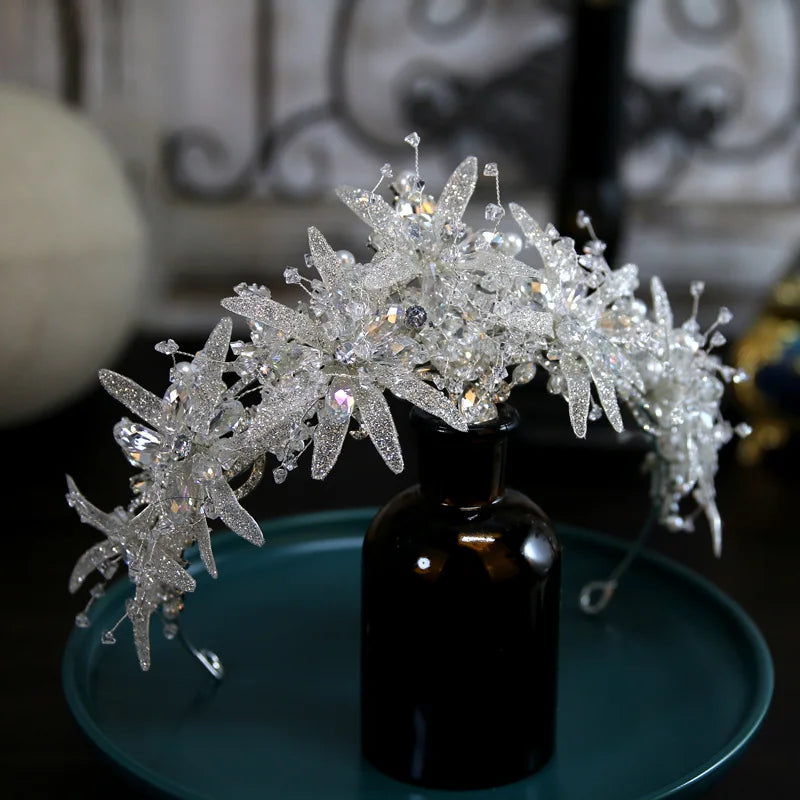 Luxury Silver Crystal Rhinestone Bridal Queen Crown Headpiece