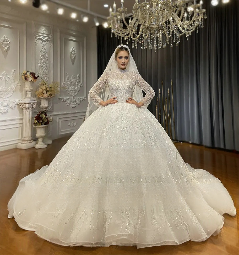 Modest Muslim Bridal Gown – Long Sleeves, Full Length, Wedding Dress