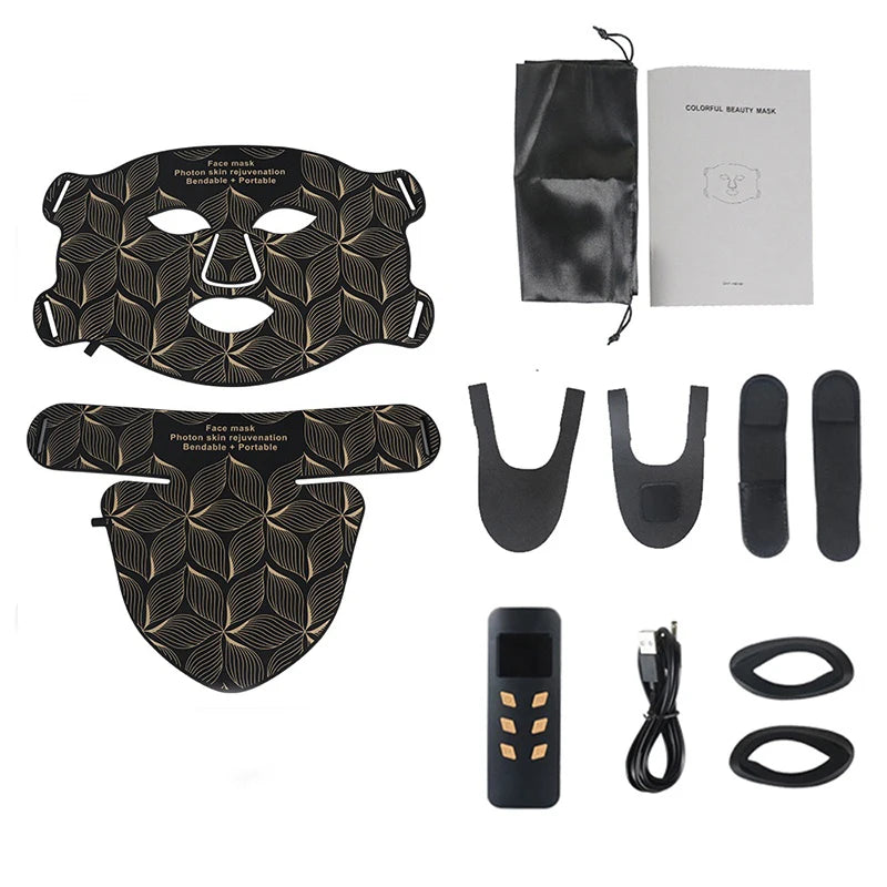 8 Color LED Face and Neck Mask Red Light Therapy for Skin Tightening