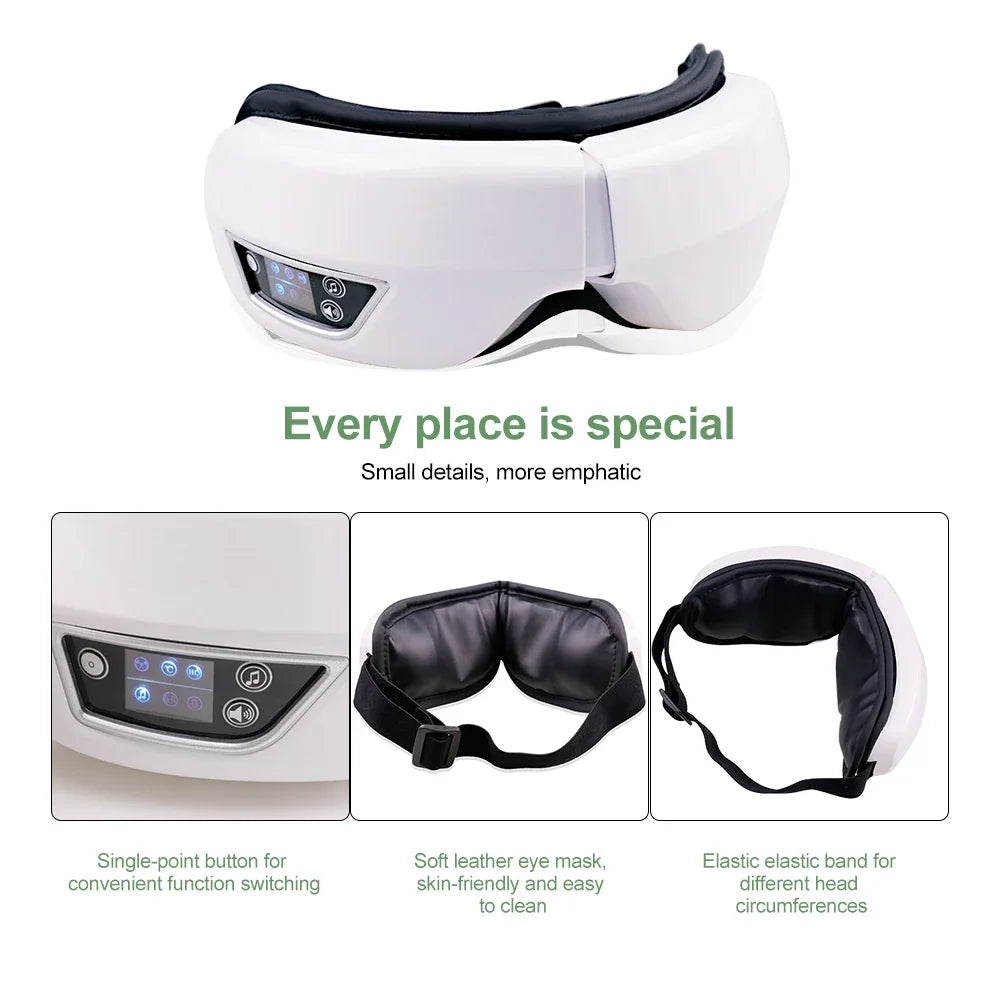 Smart Foldable Eye Massager with Vibration Airbag and Bluetooth Music