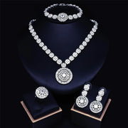 Elegant African Zirconia Bridal Jewelry Set – 4-Piece Necklace Bracelet Earrings Ring