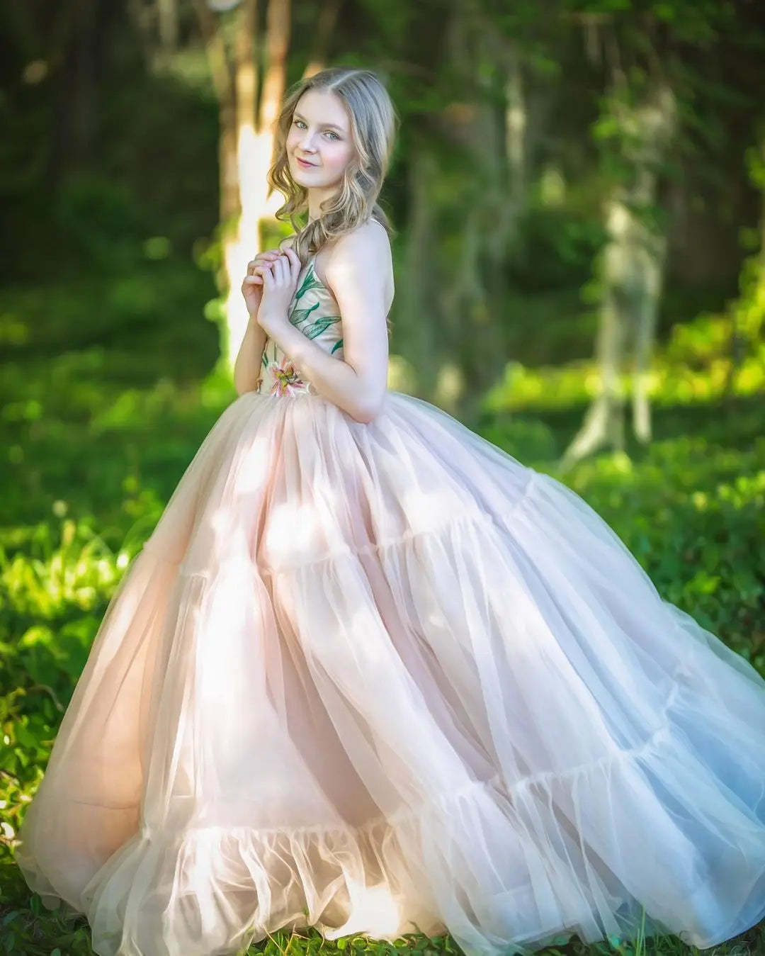 Fairy Flower Spaghetti Straps Floral Princess A Line Girls Dress Elsi John