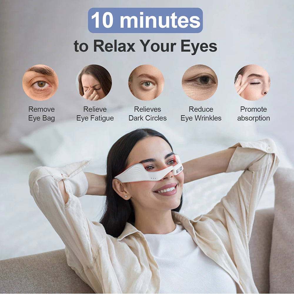 Smart Electric Eye Massager Glasses with Red Light for Tired and Strained Eyes