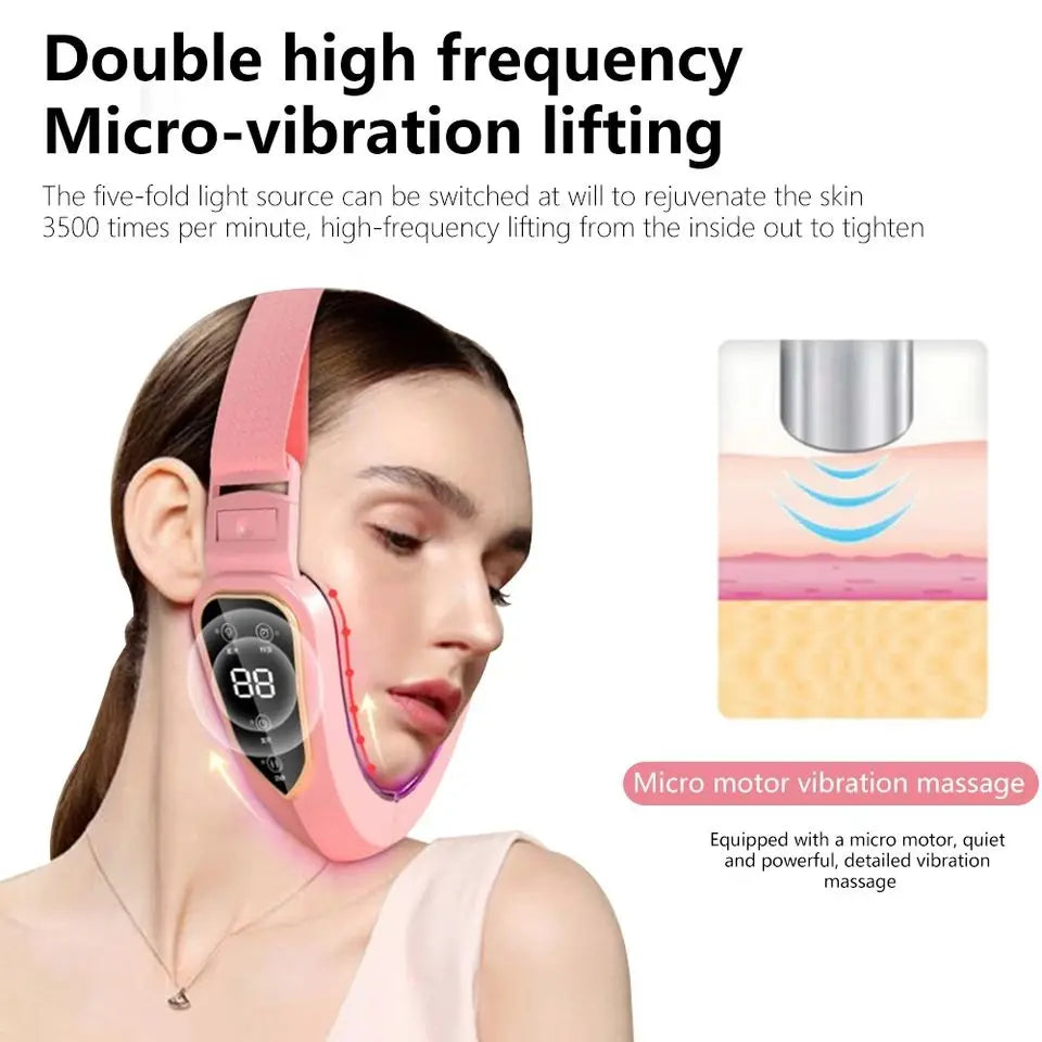 LED Photon Facial Slimming & Lifting Massager – Heated Vibration for Double Chin & V-Shape