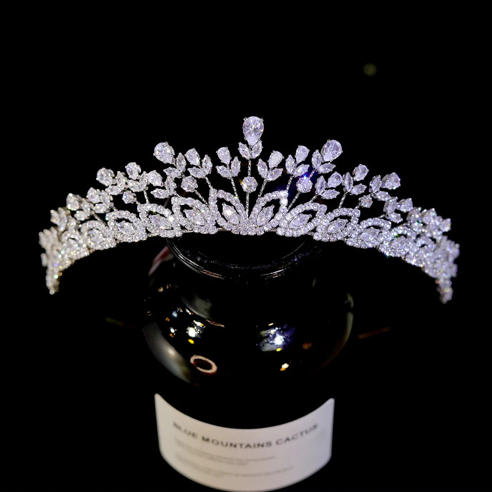 Cubic Zirconia Floral Tiara – Bridal & Prom Crown Accessory
