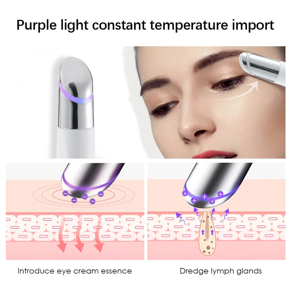 Electric Facial Eye Massager Device for Puffiness Dark Circles and Tired Eyes
