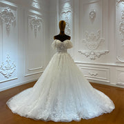 Elegant Beaded A-Line Wedding Dress with Delicate Embellishments and Flowing Skirt