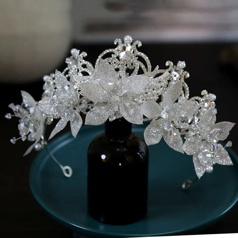 Luxury Silver Crystal Rhinestone Bridal Queen Crown Headpiece