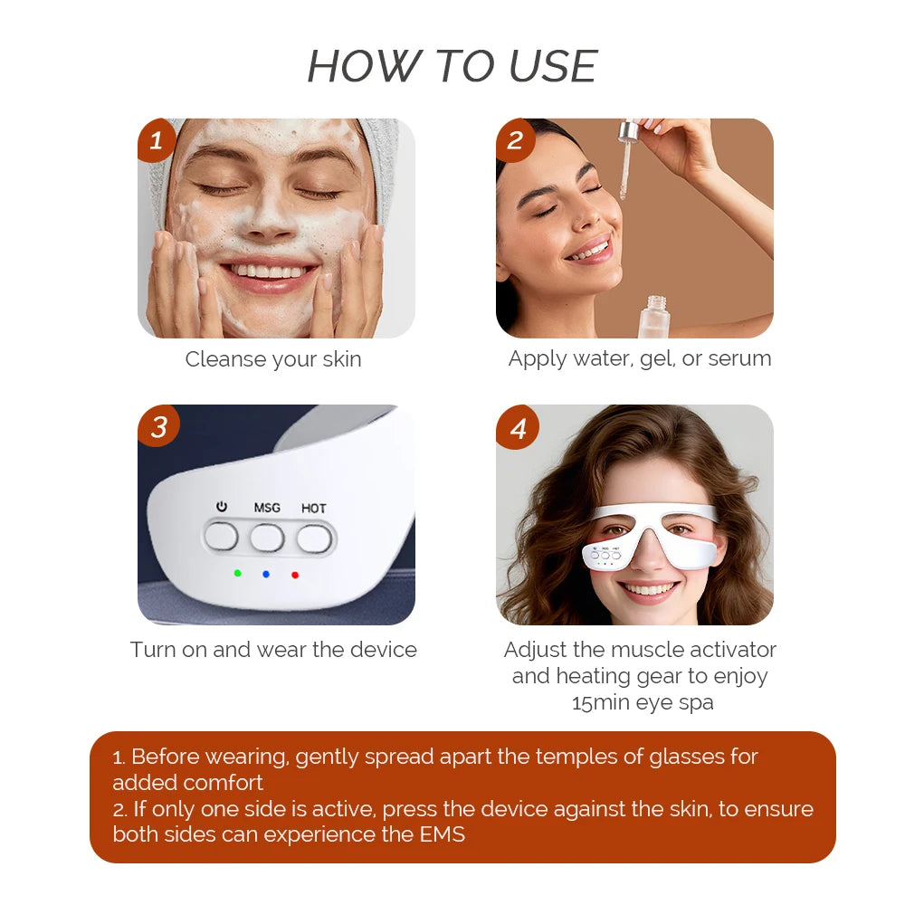 Professional Wireless Eye Massager with Red Light and Heat Therapy