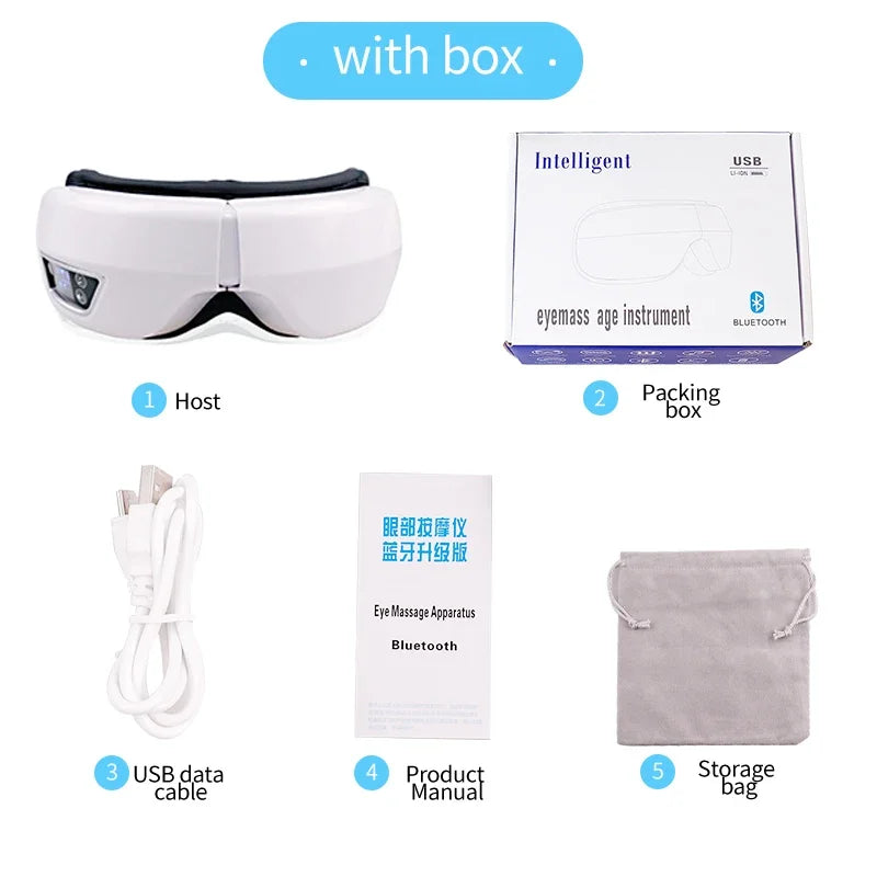 Smart Foldable Eye Massager with Vibration Airbag and Bluetooth Music