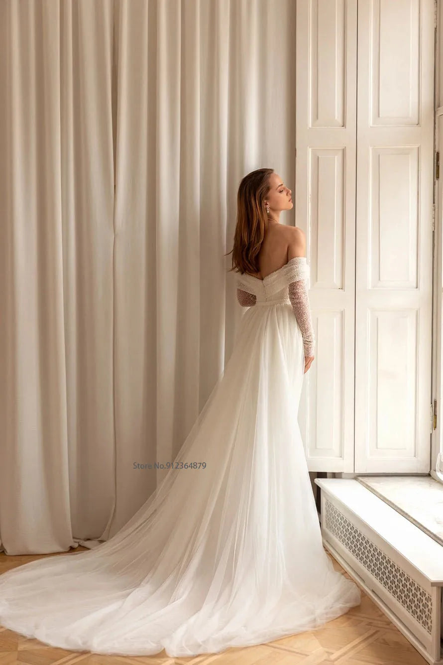 Fabric swatch showing the high-quality sequin embellishment and sparkling texture used for this mermaid wedding gown.