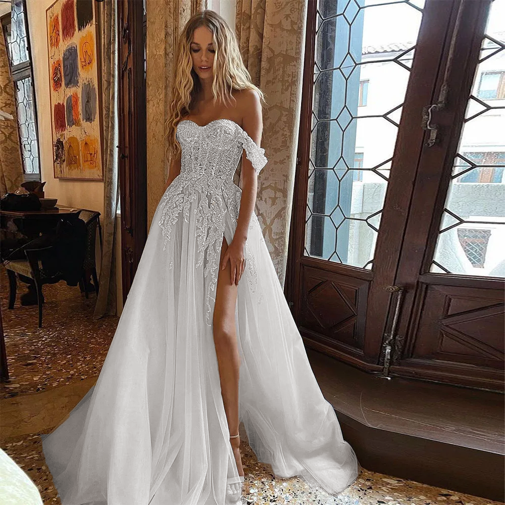 off white boho wedding dress Callista Off The Shoulder Lace Wedding Dress