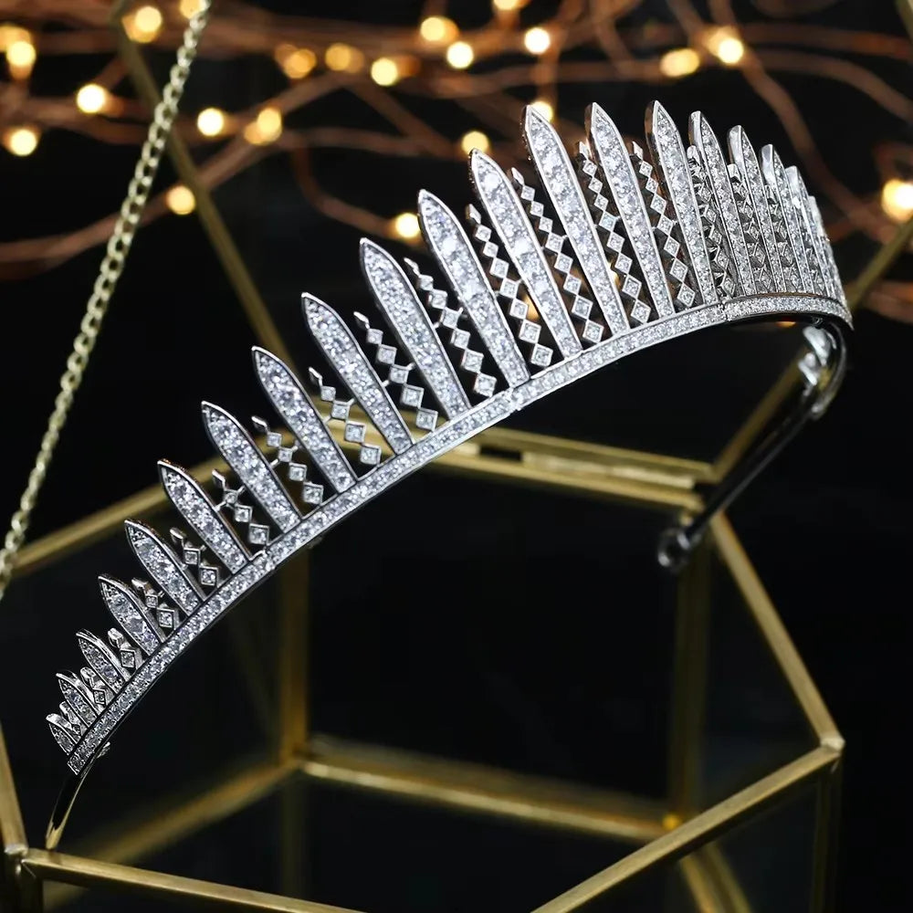 Elegant European Zircon Wedding Tiara – Royal Crown Hair Jewelry for Brides