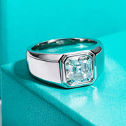 AnuJewel 3ct Asscher Cut D Color Moissanite Engagement Rings Gold Plated S925 Silver Luxury Rings For Men Customs Jewelry