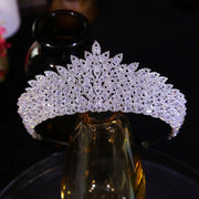 Cubic Zirconia Crystal Leaf Tiara Crown for Women – Bridal & Prom Accessory