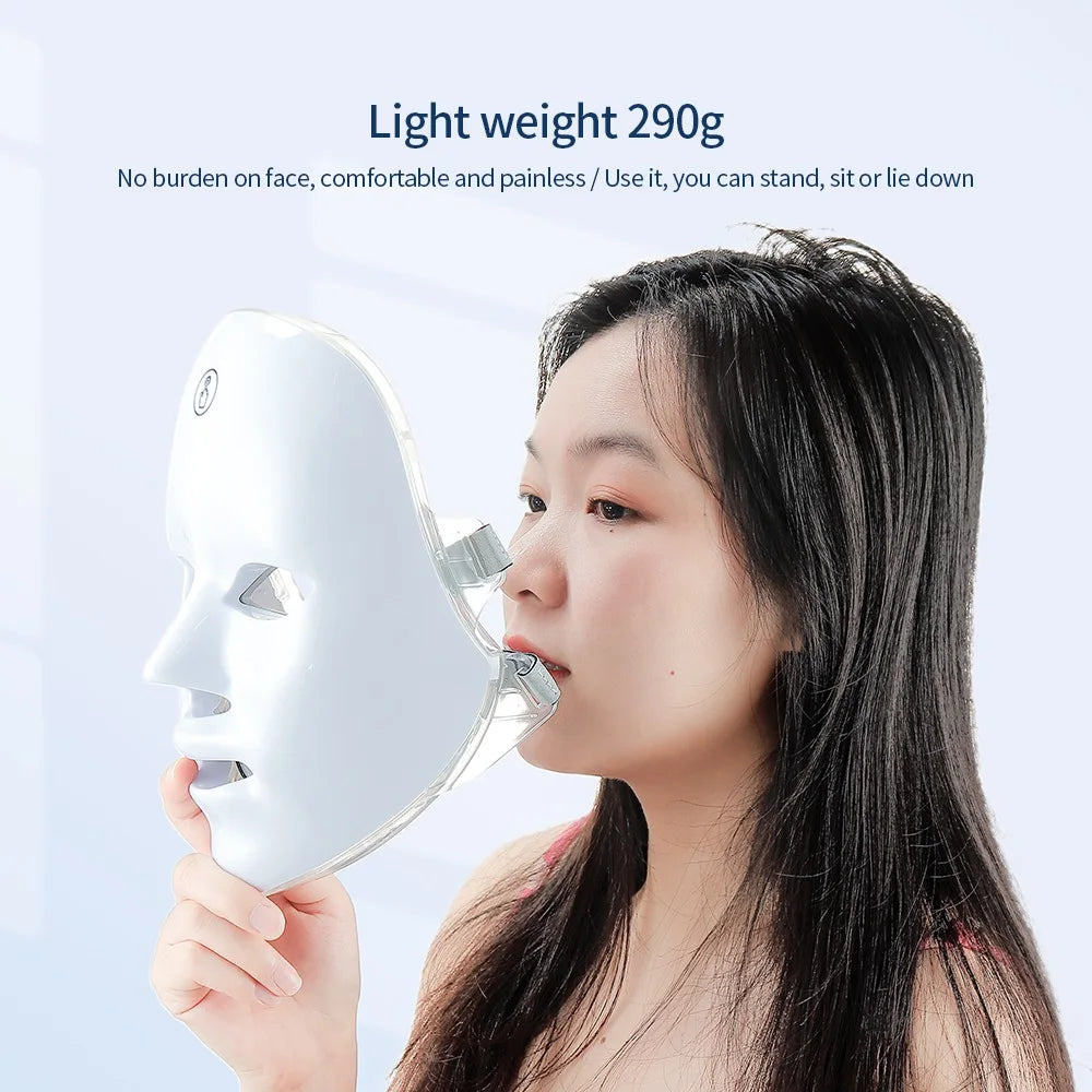 Wireless 7-Color LED Face and Neck Mask for Skin Rejuvenation and Anti-Aging