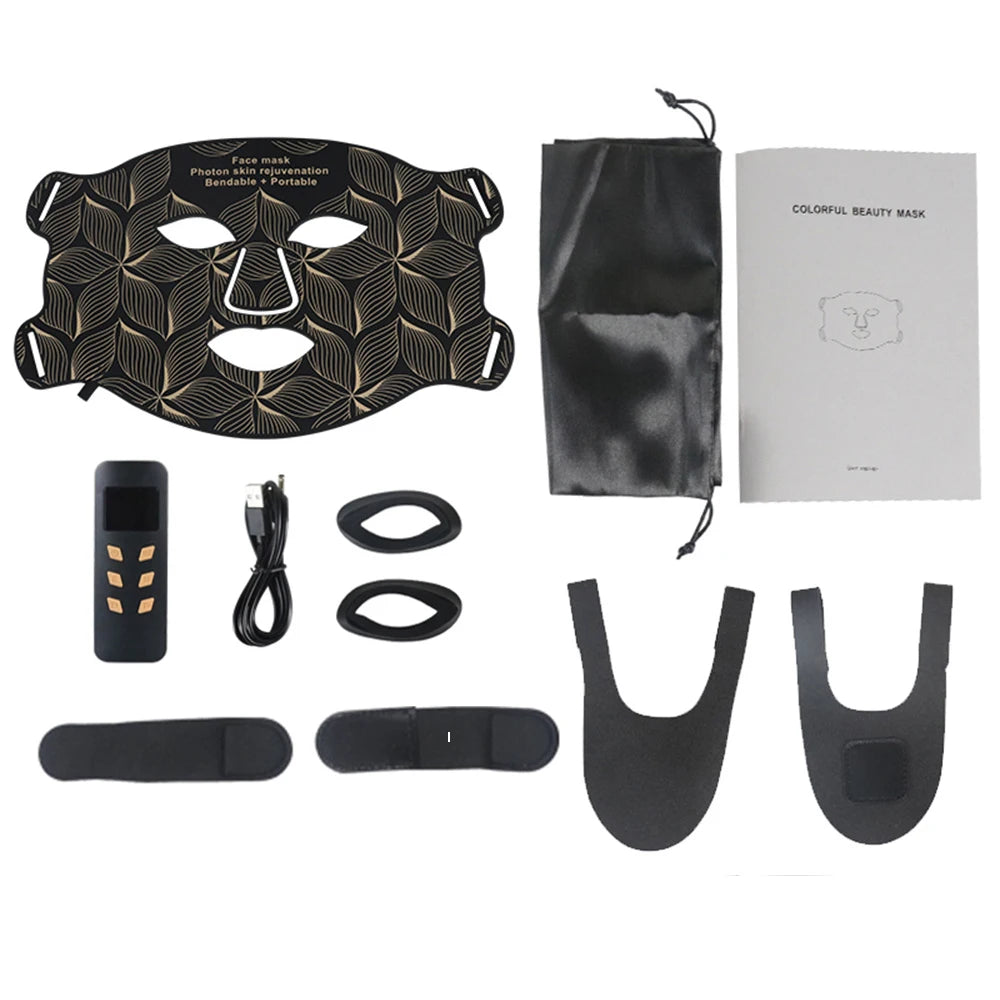 8 Color LED Face and Neck Mask Red Light Therapy for Skin Tightening