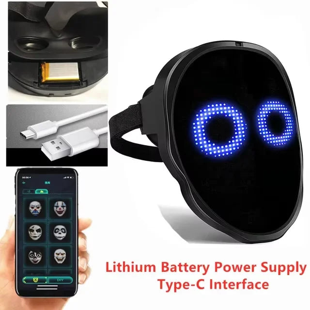 Smart Bluetooth LED Face Mask with App Control and Custom Light Effects