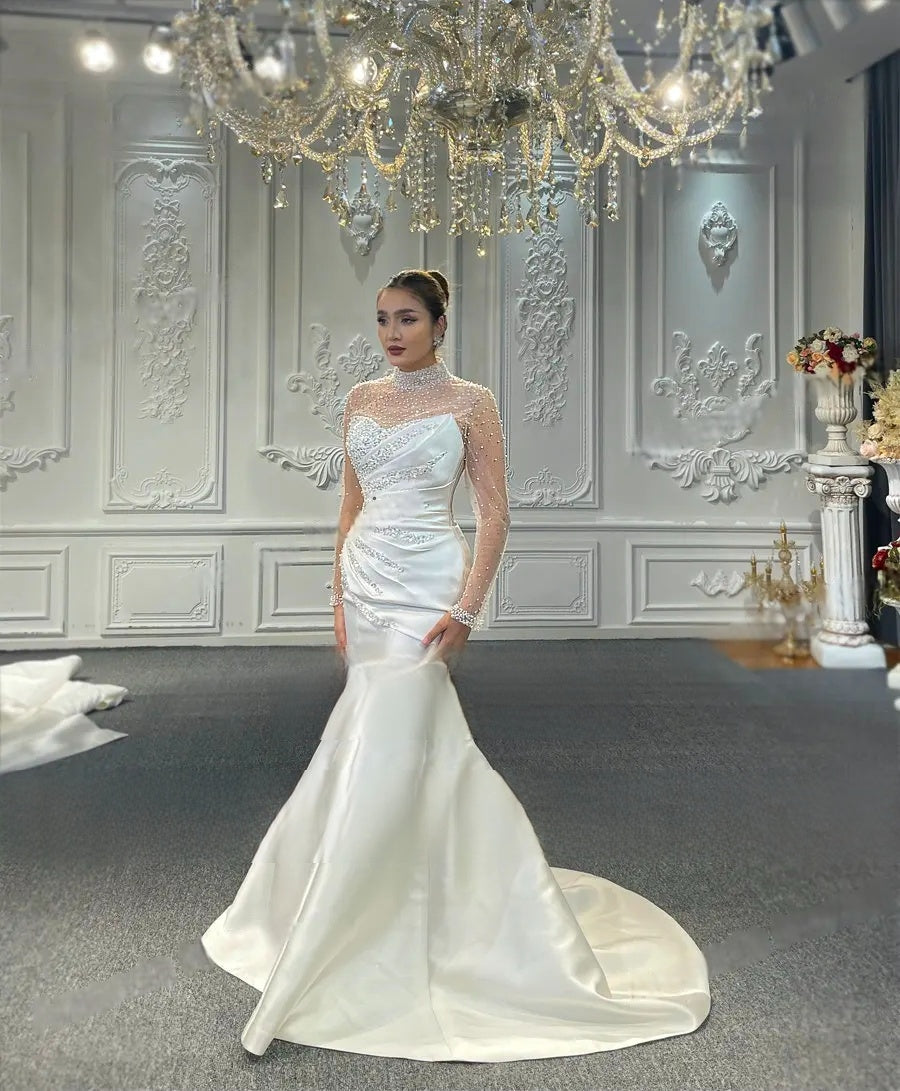 Two-in-One Satin Wedding Dress Sleeveless Ball Gown with Detachable Sk Elsi John Two-in-One Satin Wedding Dress Sleeveless Ball Gown with Detachable Sk Elsi John