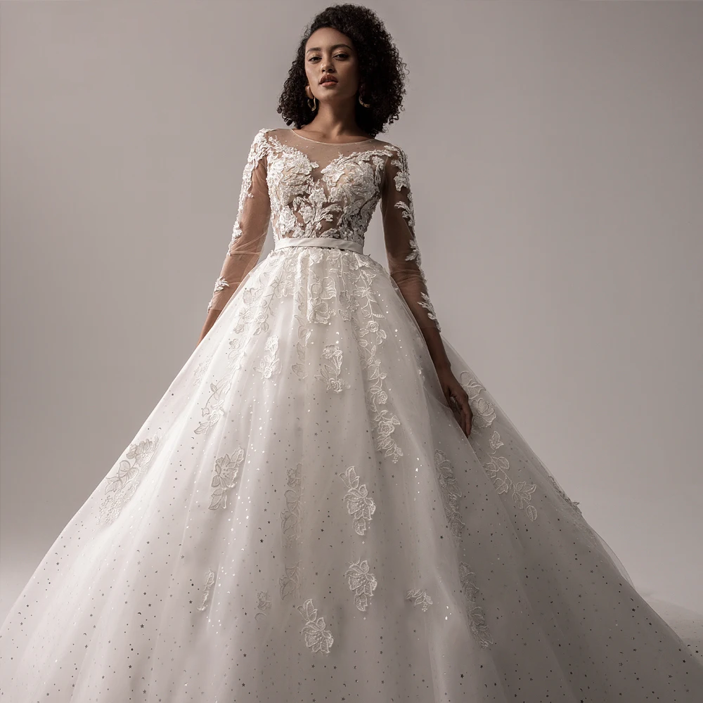 V Neck Sleeveless Wedding Dresses A Line Ivory Lace Romantic Bride Boh – Elsi John