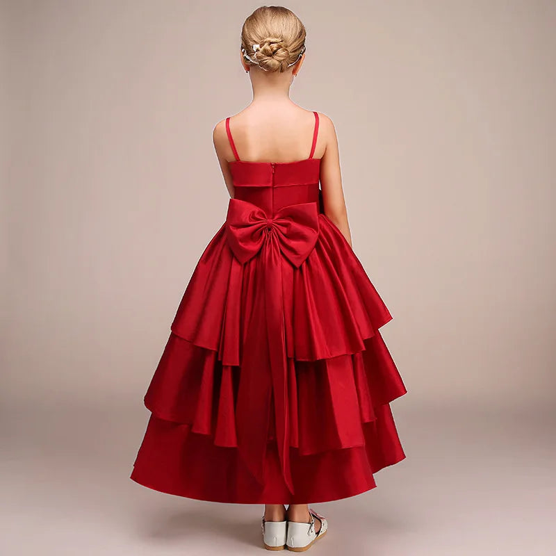 Vintage Princess Flower Girl Dress with Spaghetti Straps for Birthday or Christmas