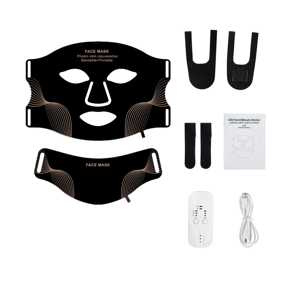 Wireless 7 Color Silicone LED Face and Neck Photon Therapy Mask