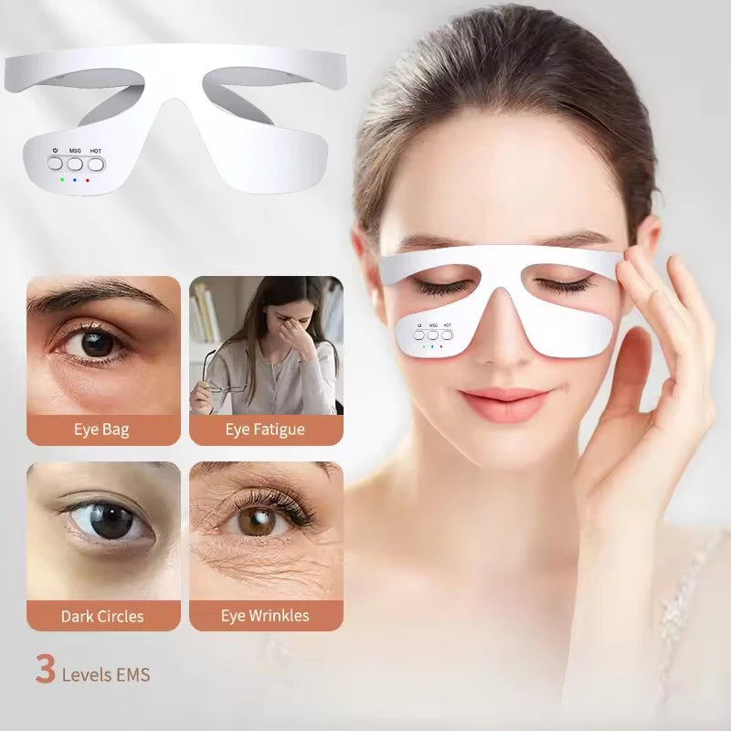 Wireless Eye Massager with Red Light and Hot Compress