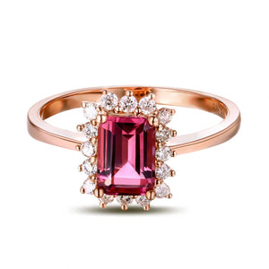Beautiful 1.06ct Pink Tourmaline Natural Diamond 10k Rose Gold Ring